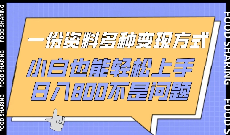 一份资料多种变现方式，小白也能轻松上手，日入800不是问题_菜菜笔记