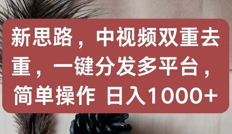 新思路，中视频双重去重，一键分发多平台，简单操作，日入1000+_菜菜笔记