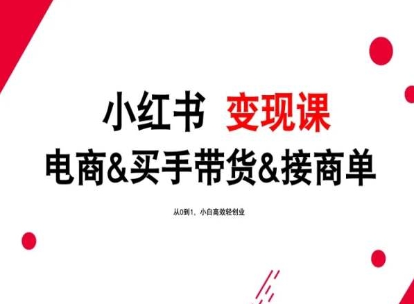 2024年最新小红书变现课，电商&买手带货&接商单，从0到1，小白高效轻创业_菜菜笔记