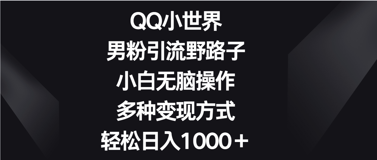 QQ小世界男粉引流野路子，小白无脑操作，多种变现方式轻松日入1000＋_菜菜笔记