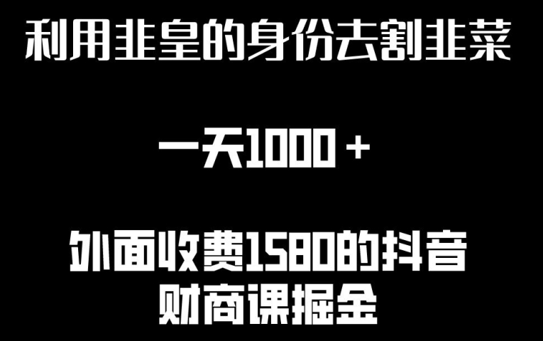利用非皇的身份去割韭菜，一天1000+(附详细资源)_菜菜笔记