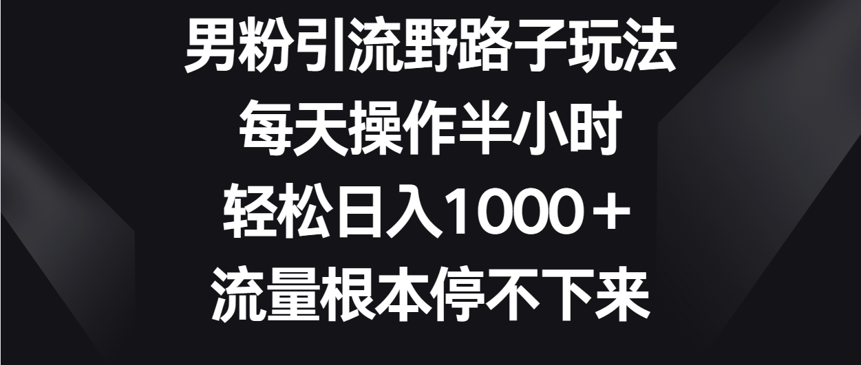 男粉引流野路子玩法，每天操作半小时轻松日入1000＋，流量根本停不下来_菜菜笔记