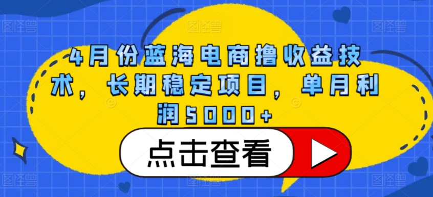4月份蓝海电商撸收益技术，长期稳定项目，单月利润5000+_菜菜笔记