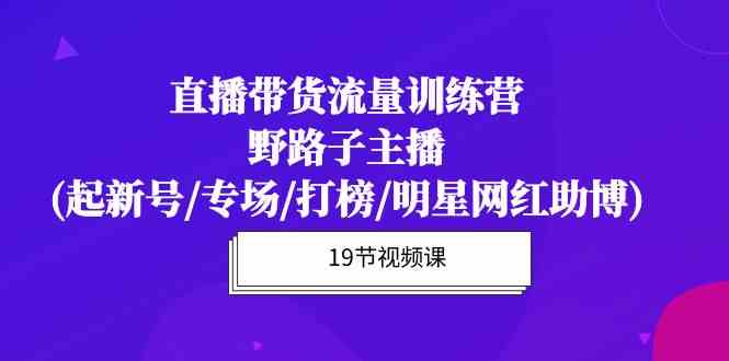 直播带货流量特训营，野路子主播(起新号/专场/打榜/明星网红助博)_菜菜笔记