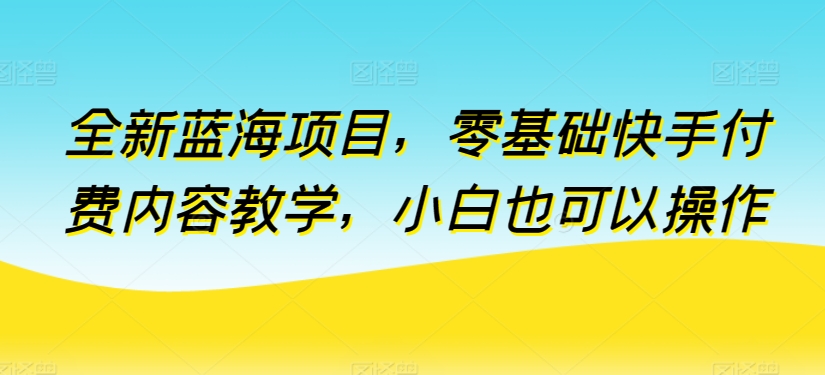 全新蓝海项目，零基础快手付费内容教学，小白也可以操作_菜菜笔记