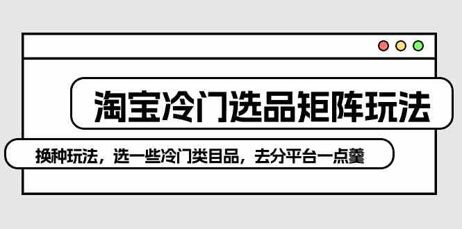 （10159期）淘宝冷门选品矩阵玩法：换种玩法，选一些冷门类目品，去分平台一点羹_菜菜笔记