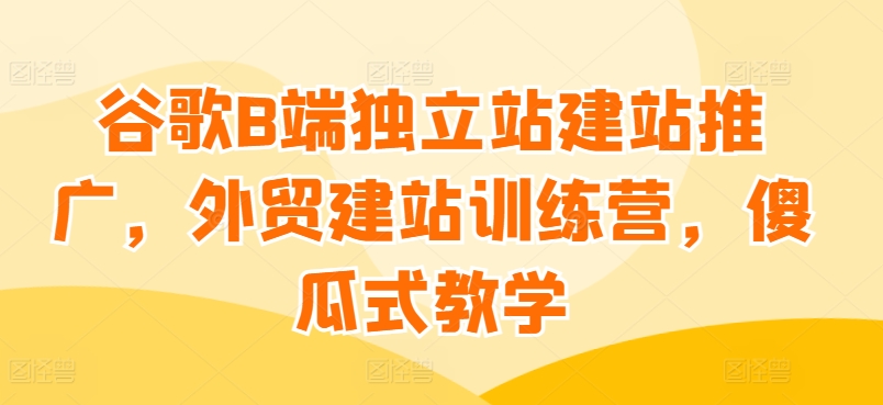 谷歌B端独立站建站推广，外贸建站训练营，傻瓜式教学_菜菜笔记