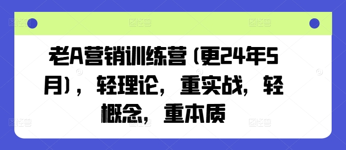 老A营销训练营(更24年5月)，轻理论，重实战，轻概念，重本质_菜菜笔记