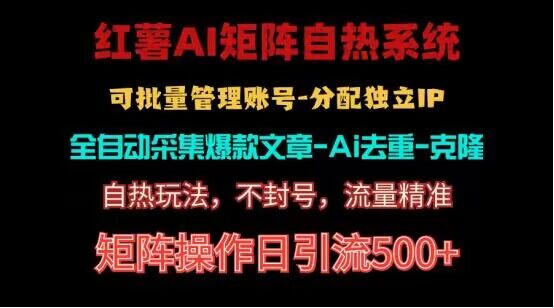 红薯矩阵自热系统，独家不死号引流玩法！矩阵操作日引流500+_菜菜笔记