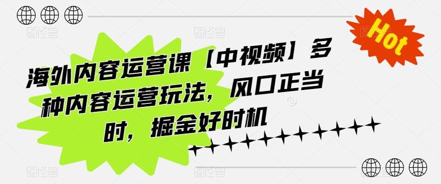 海外内容运营课【中视频】多种内容运营玩法，风口正当时，掘金好时机_菜菜笔记
