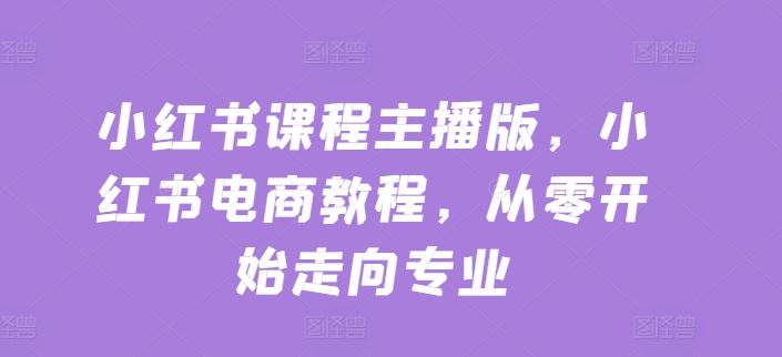 小红书课程主播版，小红书电商教程，从零开始走向专业_菜菜笔记
