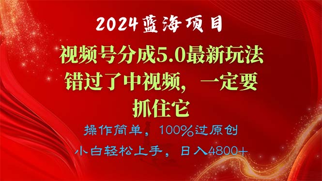 （11032期）2024蓝海项目，视频号分成计划5.0最新玩法，错过了中视频，一定要抓住…_菜菜笔记