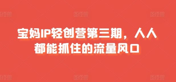 宝妈IP轻创营第三期，人人都能抓住的流量风口_菜菜笔记