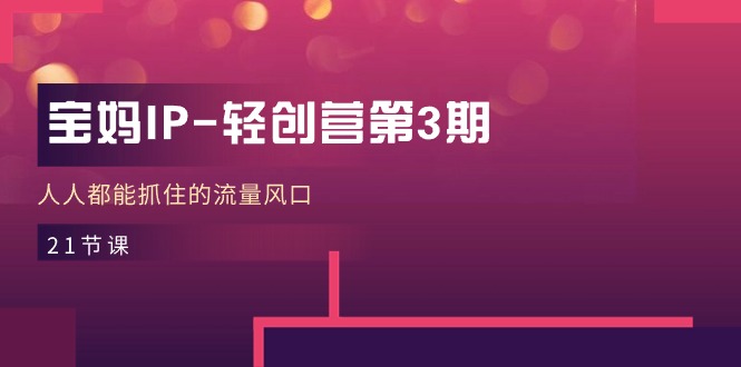 （11042期）宝妈IP-轻创营第3期，人人都能抓住的流量风口（21节课）_菜菜笔记
