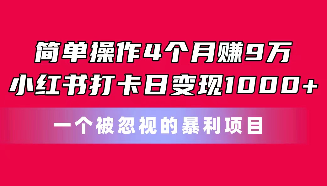 （11048期）简单操作4个月赚9万！小红书打卡日变现1000+！一个被忽视的暴力项目_菜菜笔记
