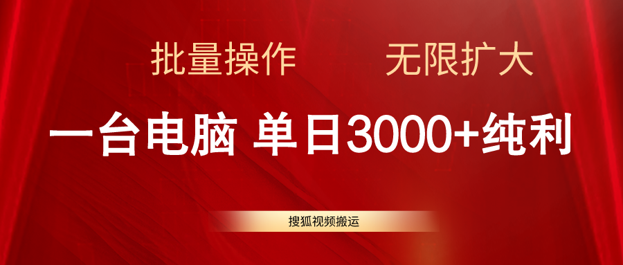 （11064期）搜狐视频搬运，一台电脑单日3000+，批量操作，可无限扩大_菜菜笔记