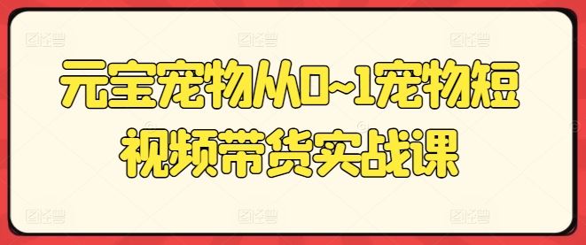 元宝宠物从0~1宠物短视频带货实战课_菜菜笔记