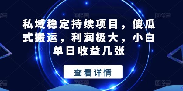 私域稳定持续项目，傻瓜式搬运，利润极大，小白单日收益几张【揭秘】_菜菜笔记