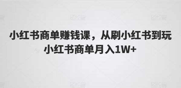 小红书商单赚钱课，从刷小红书到玩小红书商单月入1W+_菜菜笔记