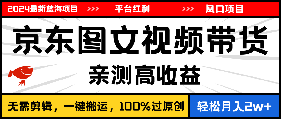 （11147期）2024最新蓝海项目，逛逛京东图文视频带货，无需剪辑，月入20000+_菜菜笔记