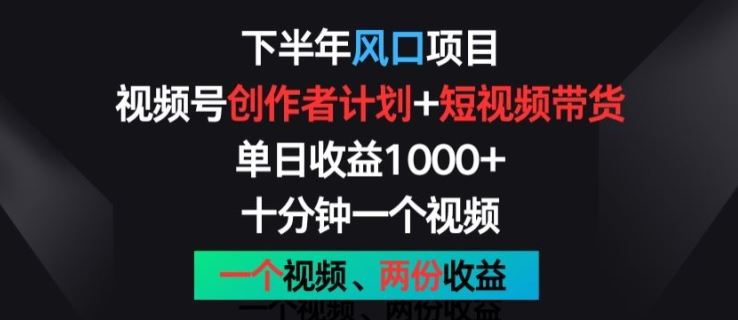 下半年风口项目，视频号创作者计划+视频带货，一个视频两份收益，十分钟一个视频【揭秘】_菜菜笔记
