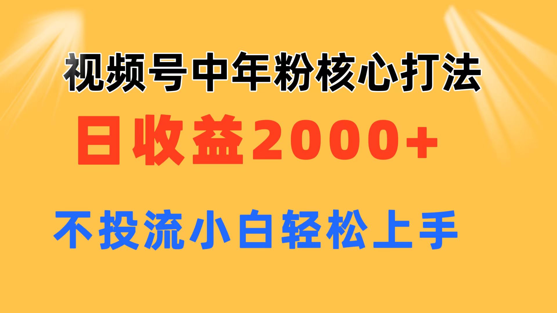 （11205期）视频号中年粉核心玩法 日收益2000+ 不投流小白轻松上手_菜菜笔记