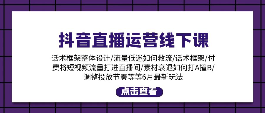 （11211期）抖音直播运营线下课：话术框架/付费流量直播间/素材A撞B/等6月新玩法_菜菜笔记