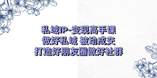 私域IP变现高手课：做好私域被动成交，打造好朋友圈做好社群（18节）_菜菜笔记