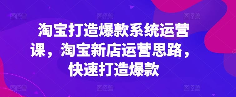 淘宝打造爆款系统运营课，淘宝新店运营思路，快速打造爆款_菜菜笔记