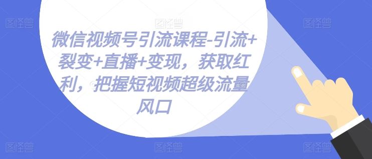 微信视频号引流课程-引流+裂变+直播+变现，获取红利，把握短视频超级流量风口_菜菜笔记