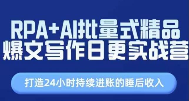 RPA+AI批量式精品爆文写作日更实战营，打造24小时持续进账的睡后收入_菜菜笔记