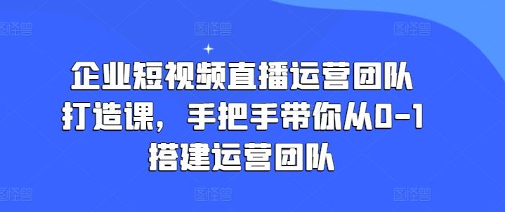 企业短视频直播运营团队打造课，手把手带你从0-1搭建运营团队_菜菜笔记