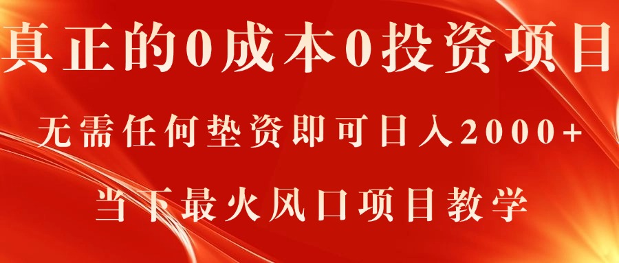 （11387期）真正的0成本0投资项目，无需任何垫资即可日入2000+，当下最火风口项目教学_菜菜笔记