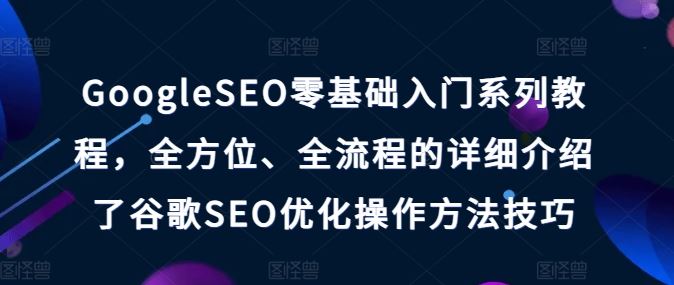 GoogleSEO零基础入门系列教程，全方位、全流程的详细介绍了谷歌SEO优化操作方法技巧_菜菜笔记