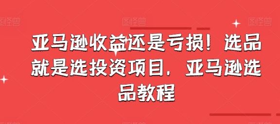 亚马逊收益还是亏损！选品就是选投资项目，亚马逊选品教程_菜菜笔记