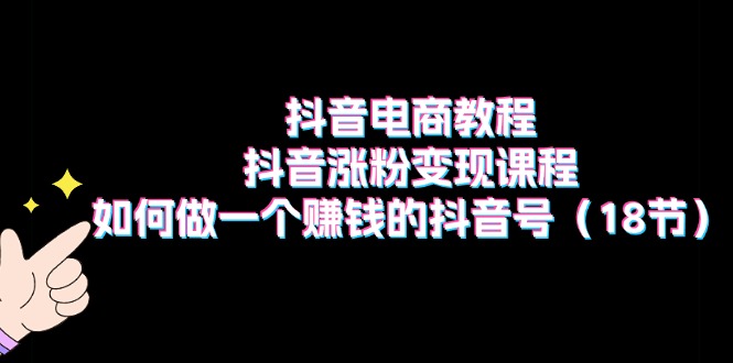 （11436期）抖音电商教程：抖音涨粉变现课程：如何做一个赚钱的抖音号（18节）_菜菜笔记