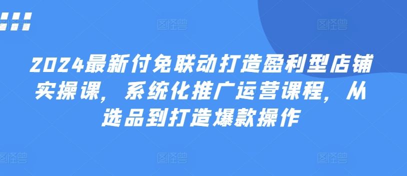 2024最新付免联动打造盈利型店铺实操课，​系统化推广运营课程，从选品到打造爆款操作_菜菜笔记
