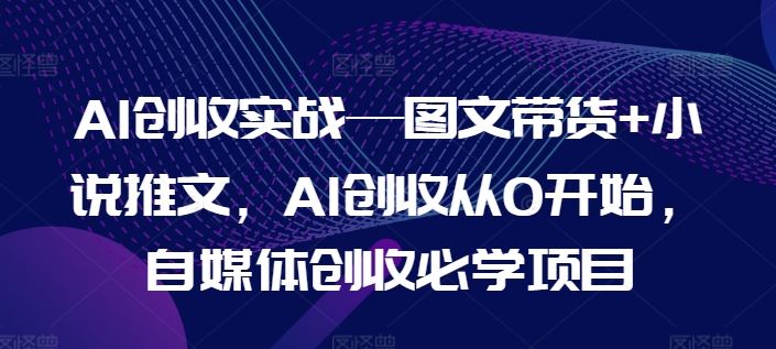 AI创收实战—图文带货+小说推文，AI创收从0开始，自媒体创收必学项目_菜菜笔记