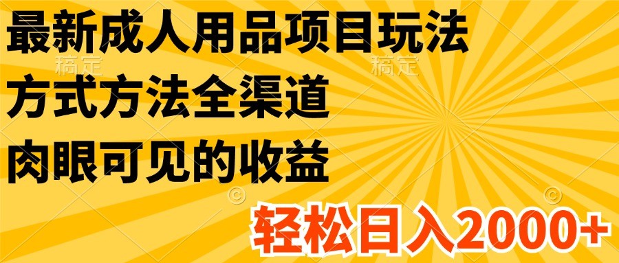 最新成人用品项目玩法，方式方法全渠道，肉眼可见的收益，轻松日入2000+_菜菜笔记