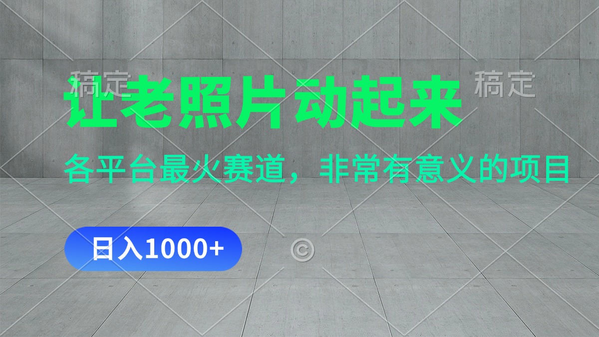 （11671期）让老照片动起来，一天变现1000+，各平台最火赛道，看完就会_菜菜笔记