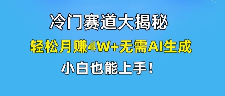 冷门赛道大揭秘，轻松月赚1W+无需AI生成，小白也能上手【揭秘】_菜菜笔记