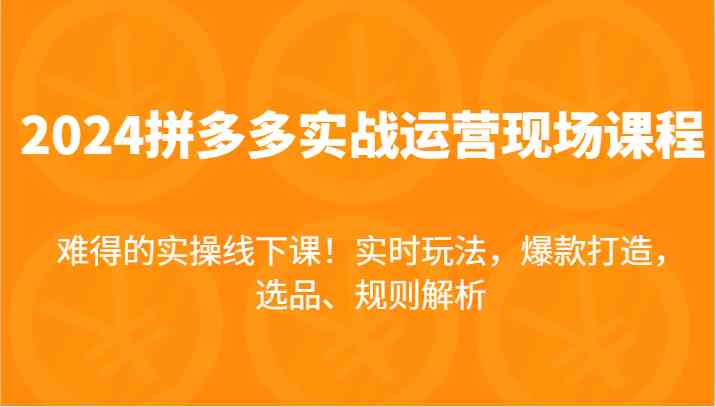 2024拼多多实战运营现场课，实时玩法，爆款打造，选品、规则解析，难得的实操线下课！_菜菜笔记