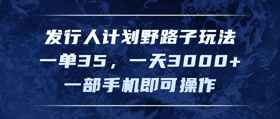 （11750期）发行人计划野路子玩法，一单35，一天3000+，一部手机即可操作_菜菜笔记