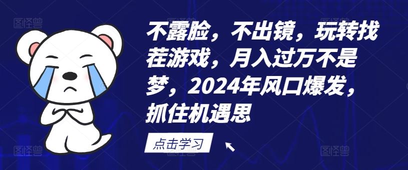 不露脸，不出镜，玩转找茬游戏，月入过万不是梦，2024年风口爆发，抓住机遇【揭秘】_菜菜笔记