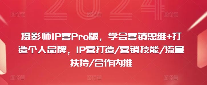 摄影师IP营Pro版，学会营销思维+打造个人品牌，IP营打造/营销技能/流量扶持/合作内推_菜菜笔记