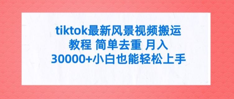 tiktok最新风景视频搬运教程 简单去重 月入3W+小白也能轻松上手【揭秘】_菜菜笔记