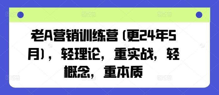 老A营销训练营(更24年7月)，轻理论，重实战，轻概念，重本质_菜菜笔记