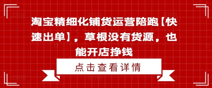 淘宝精细化铺货运营陪跑【快速出单】，草根没有货源，也能开店挣钱_菜菜笔记