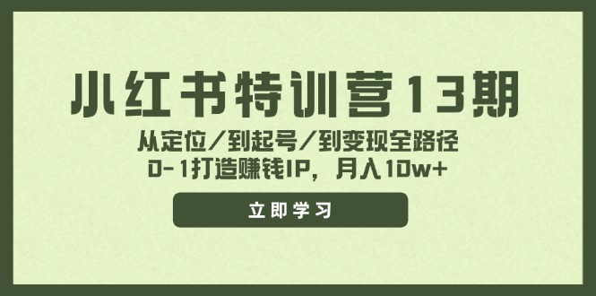 （11963期）小红书特训营13期，从定位/到起号/到变现全路径，0-1打造赚钱IP，月入10w+_菜菜笔记