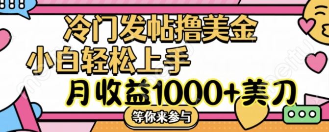冷门发帖撸美金项目，月收益1000+美金，简单无脑，干就完了【揭秘】_菜菜笔记